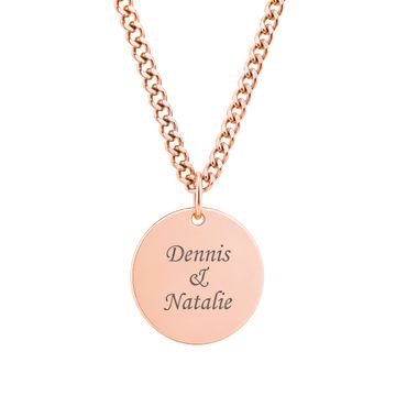 Colgante redondo de acero rosado personalizado - 2965