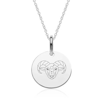 Colgante signo del zodiaco de plata con grabado - 2879