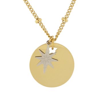 Colgante redondo de acero inoxidable dorado personalizado - 2385