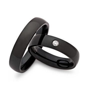 Alianzas acero inoxidable negro con grabado - 0245