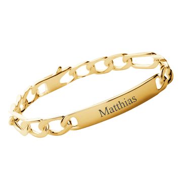 Pulsera Figaro chapada en oro con grabado 8mm - 2760