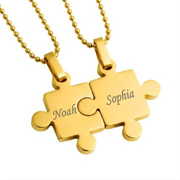 Colgantes puzzle de acero dorado personalizables - 2377