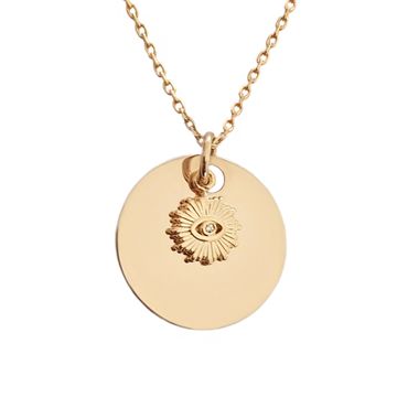 Colgante ojo protector con collar chapado en oro - 2586